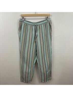 J. Jill Linen Blend Pull On Striped Pants Women's Size SP